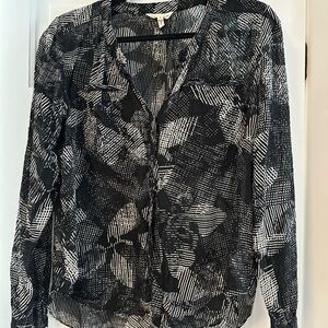 Rebecca Taylor Silk Black Patterned Blouse